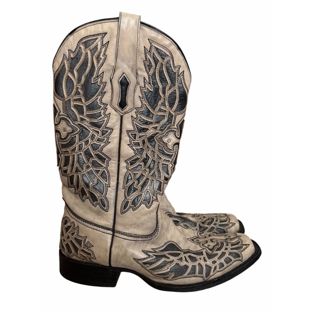 Corral Distressed Leather Wing Cross Inlay Cowboy Boots AB093 Tan Men's Size 9D